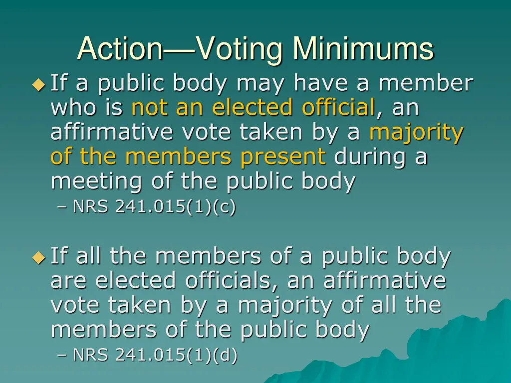 action voting minimums if a public body may have