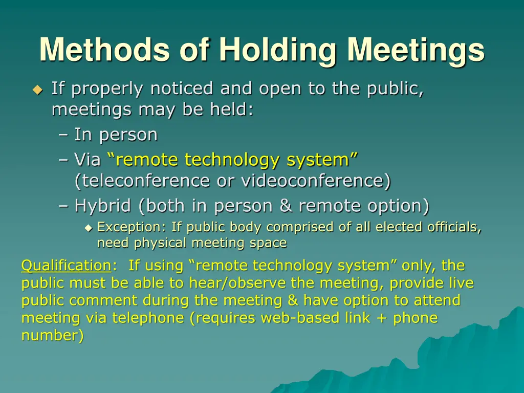 methods of holding meetings