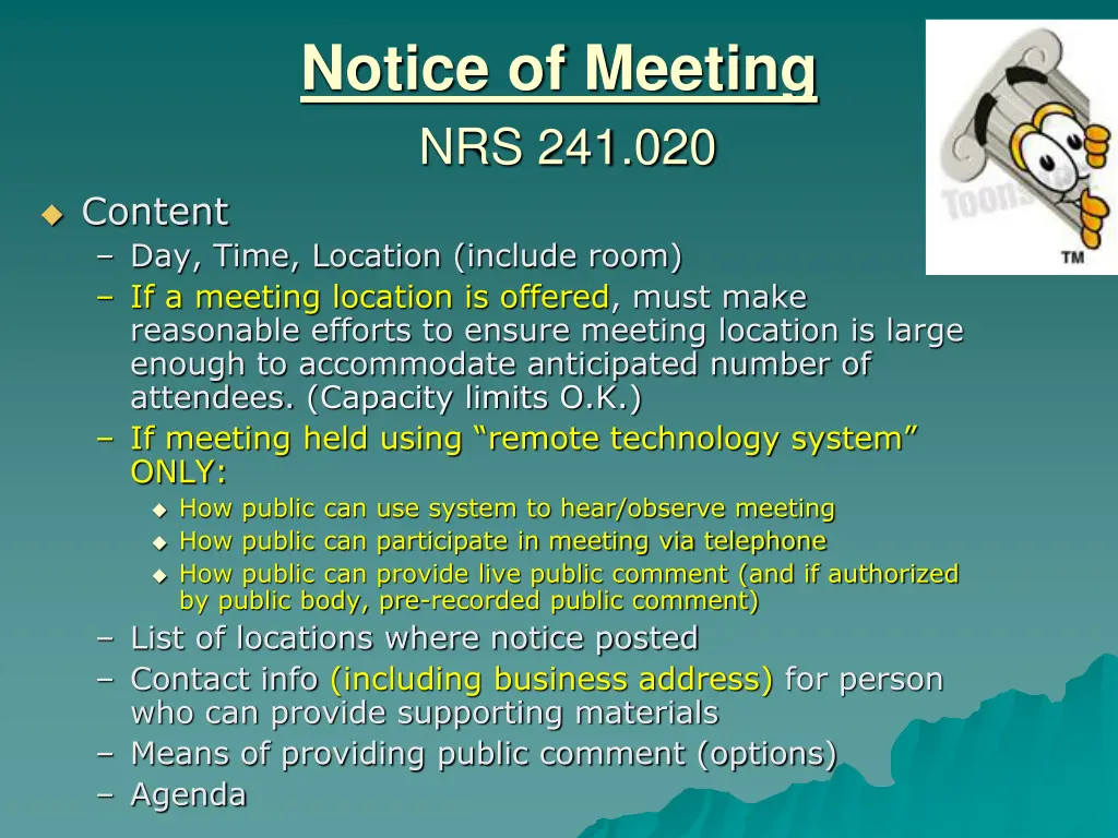 notice of meeting nrs 241 020