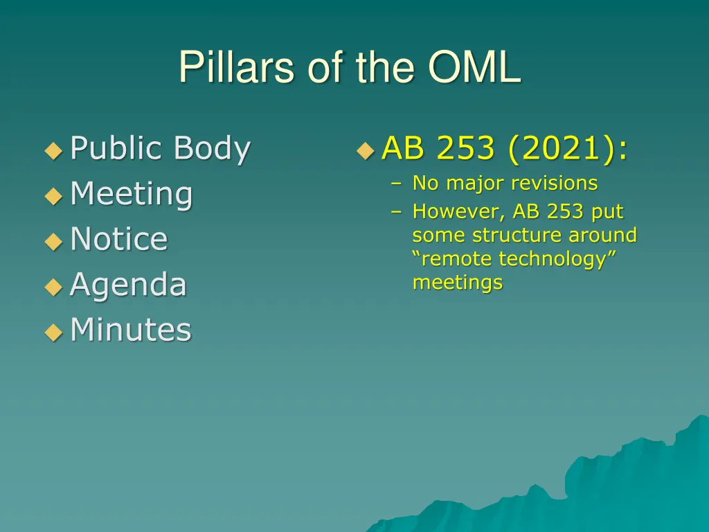 pillars of the oml