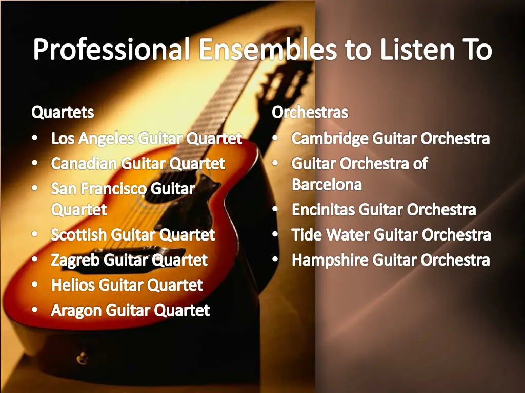 professional ensembles to listen to