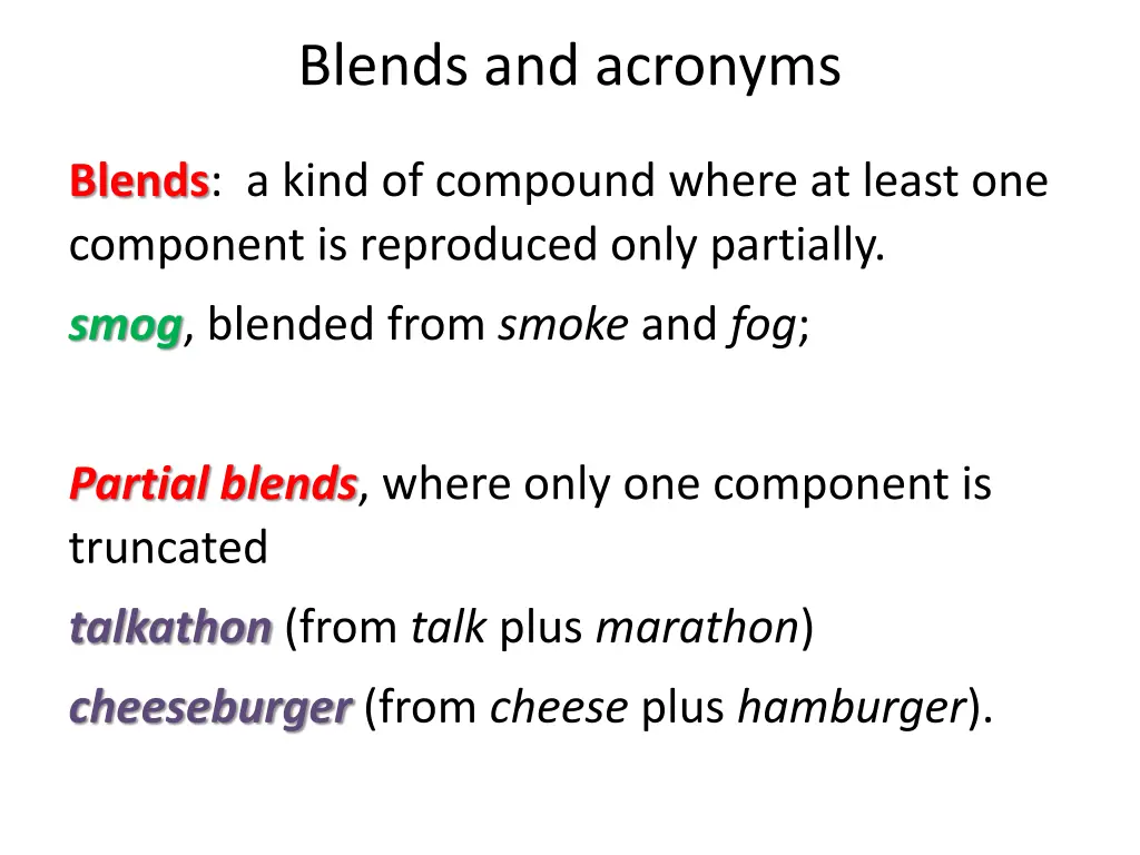 blends and acronyms