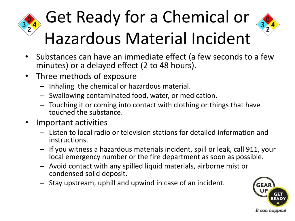 get ready for a chemical or hazardous material 1