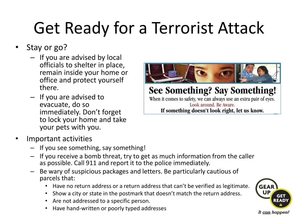 get ready for a terrorist attack stay