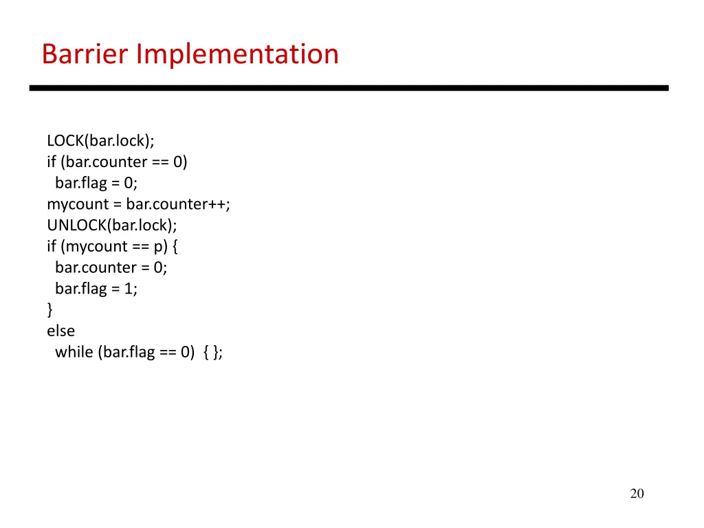 barrier implementation