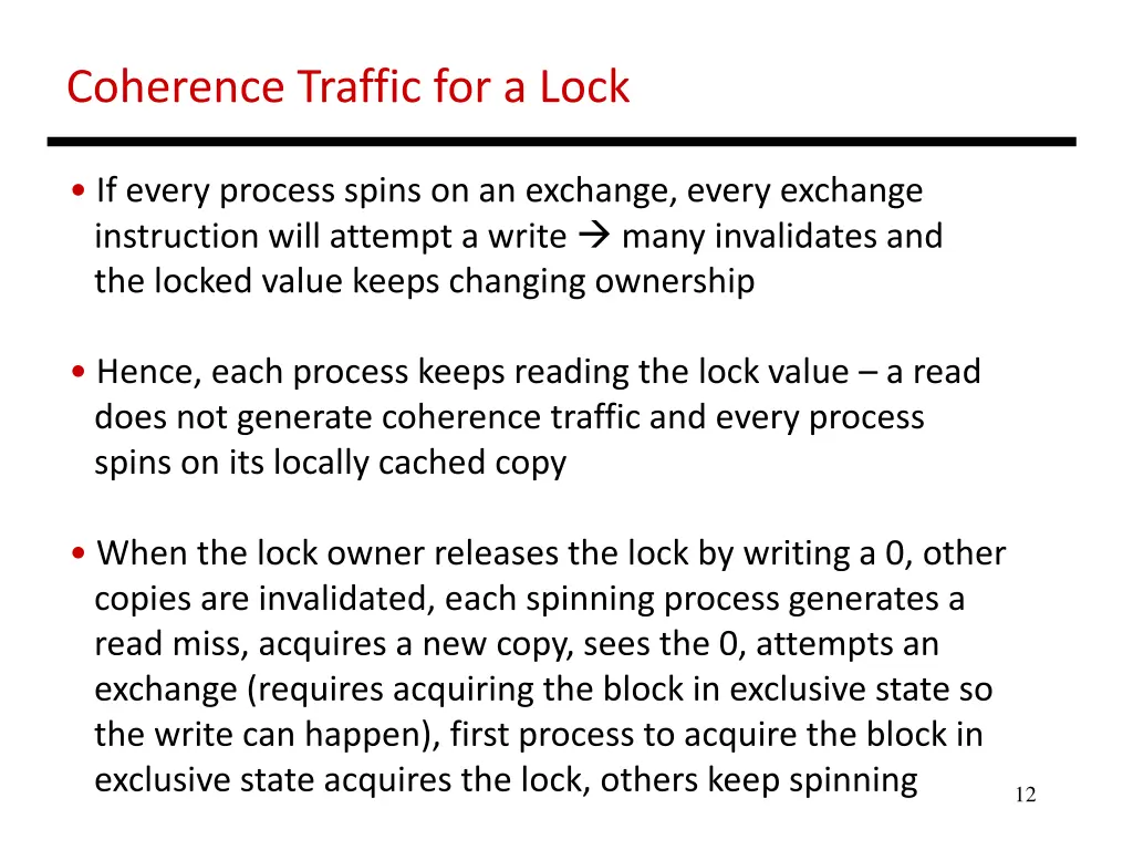 coherence traffic for a lock