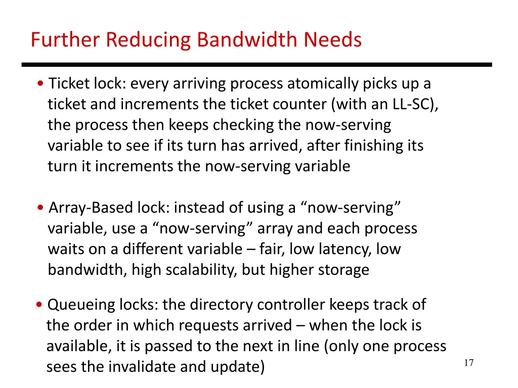 further reducing bandwidth needs