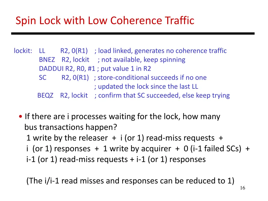 spin lock with low coherence traffic 1