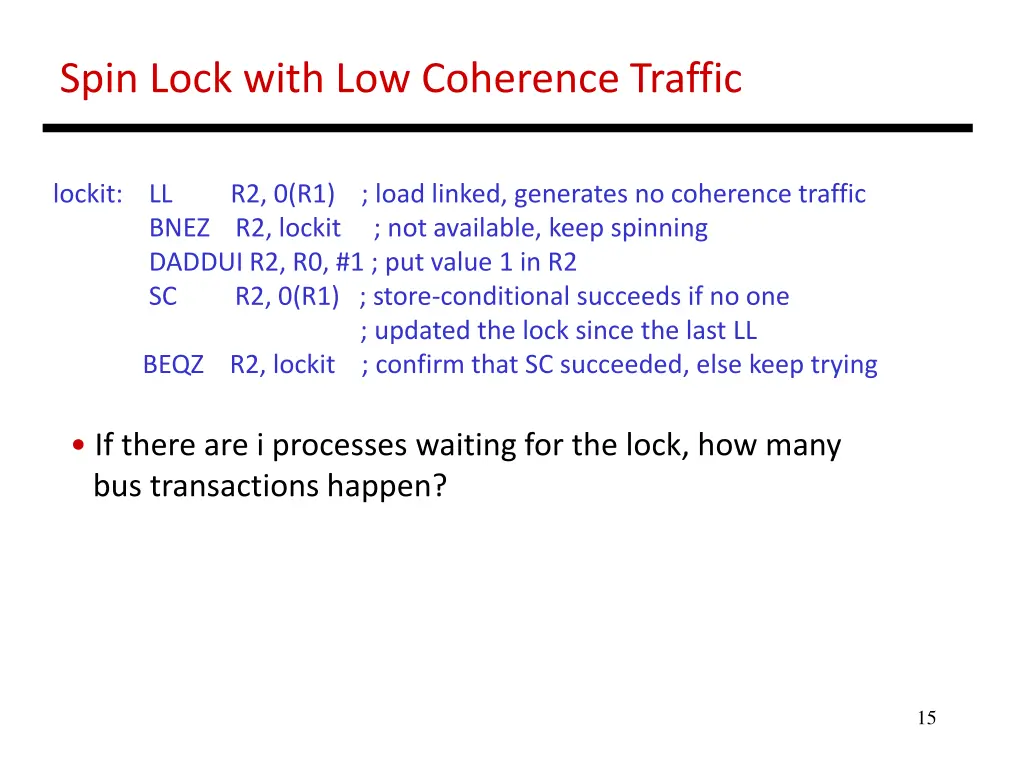 spin lock with low coherence traffic