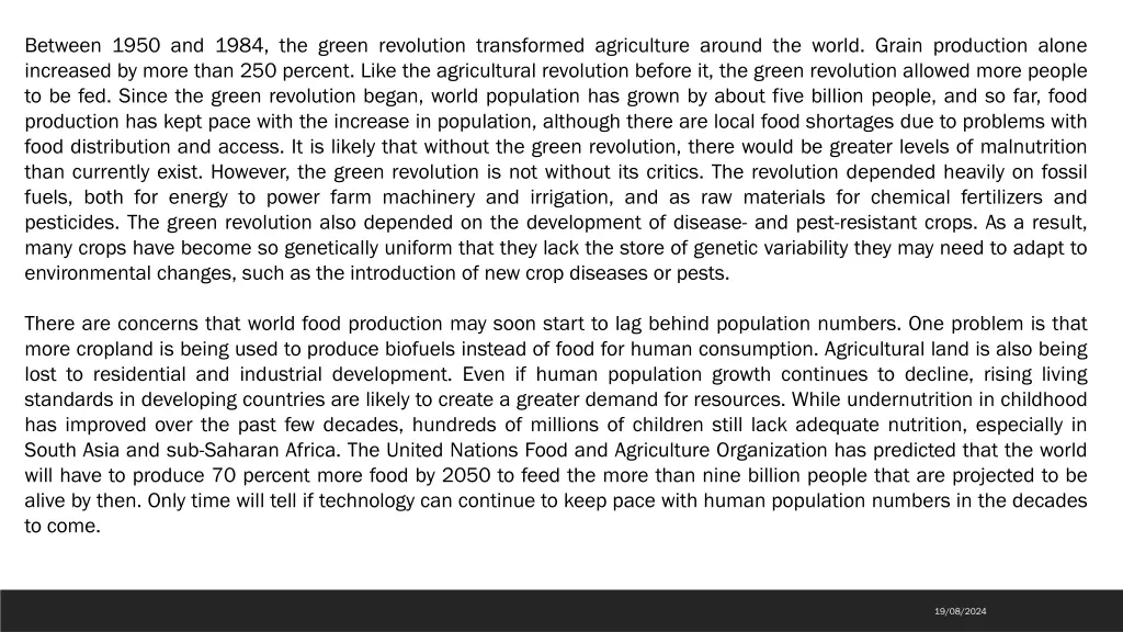 between 1950 and 1984 the green revolution