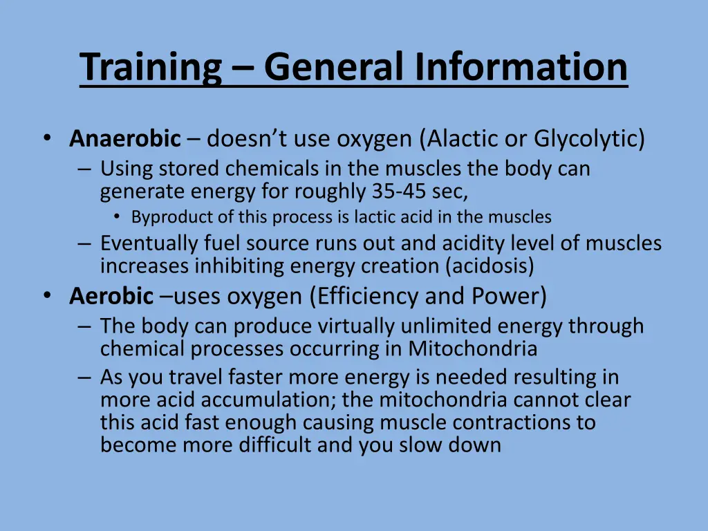 training general information