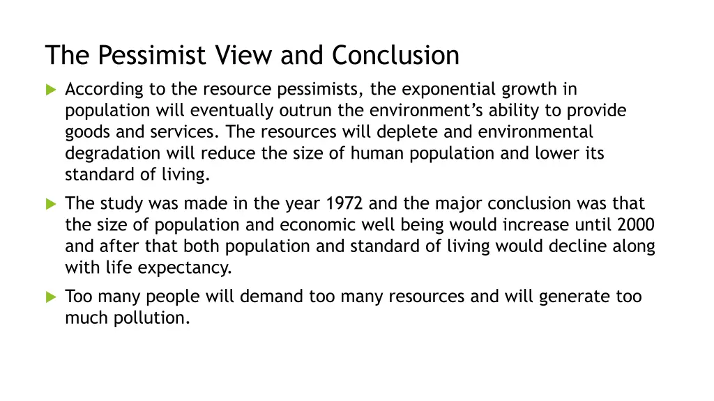 the pessimist view and conclusion