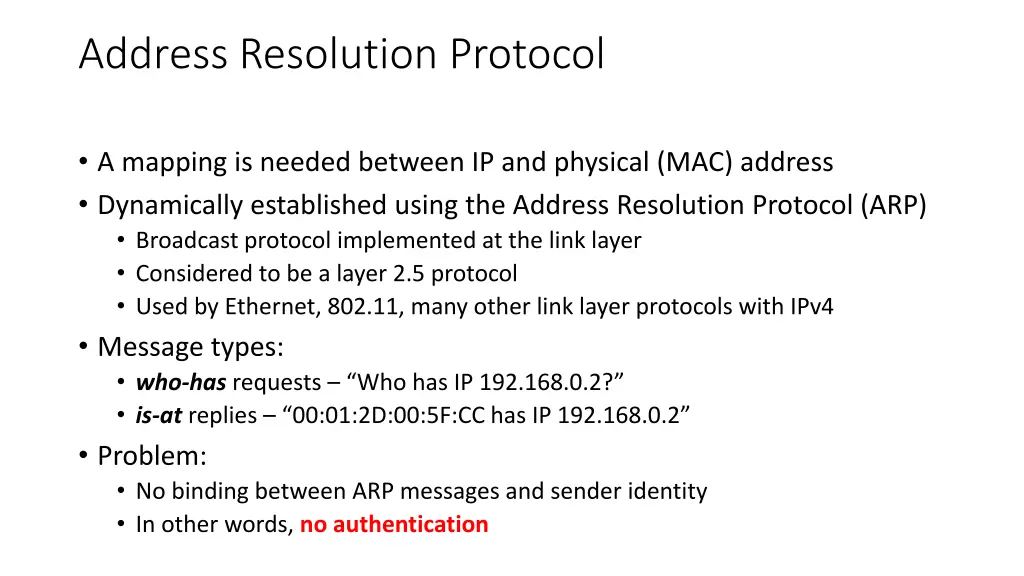 address resolution protocol