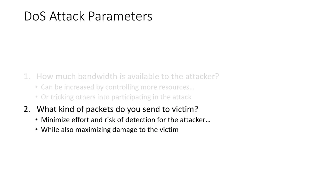 dos attack parameters 1