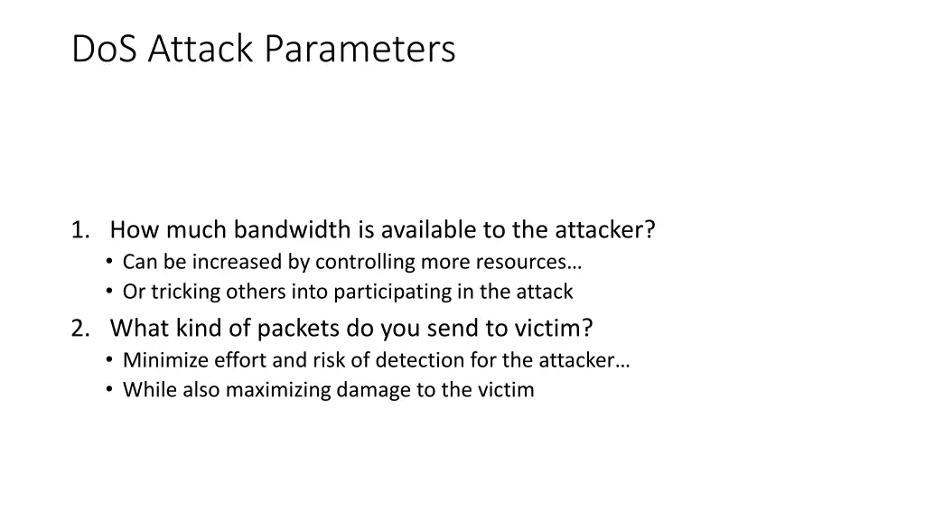 dos attack parameters