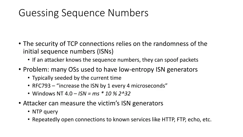 guessing sequence numbers