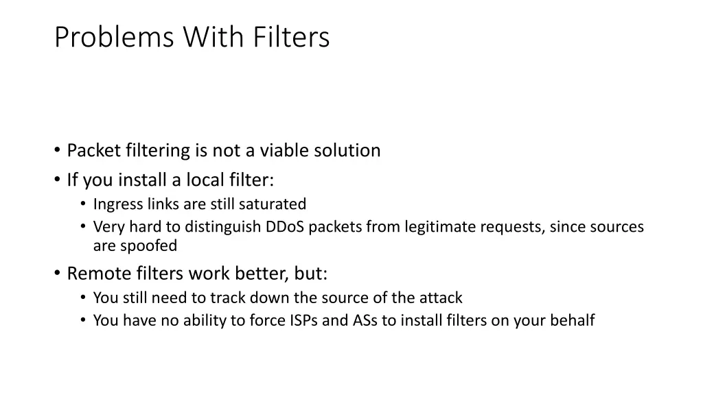 problems with filters