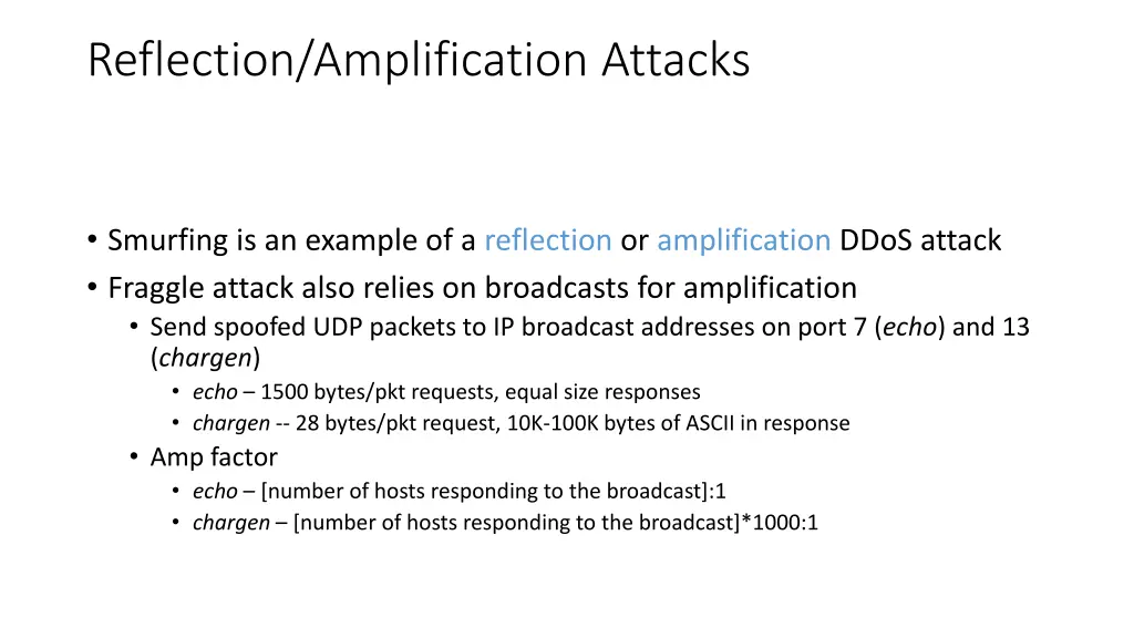 reflection amplification attacks