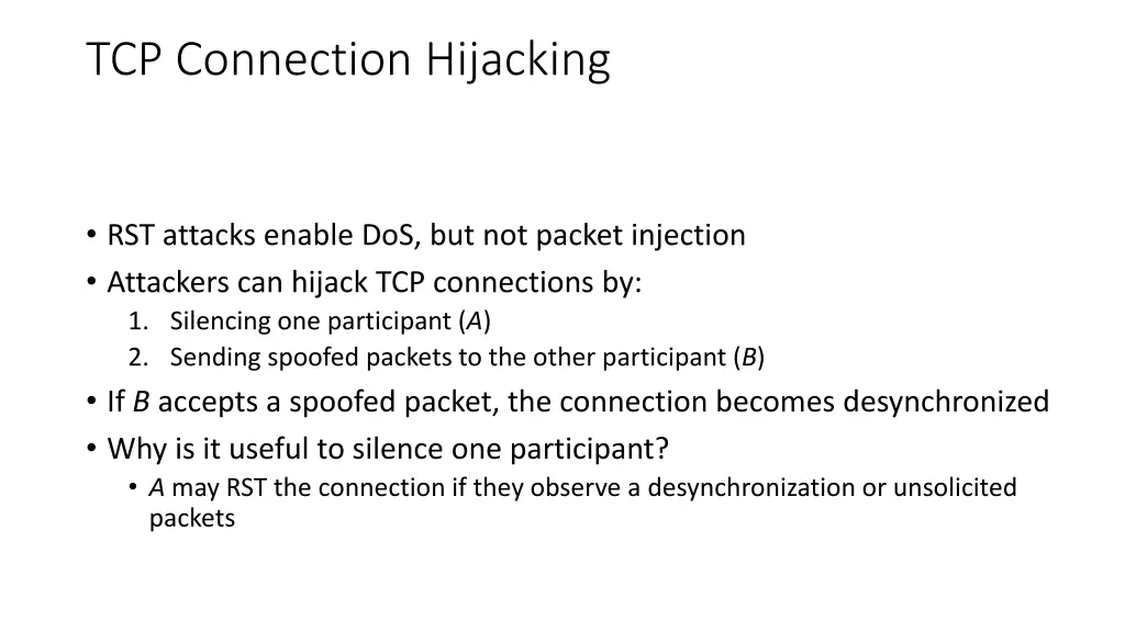 tcp connection hijacking