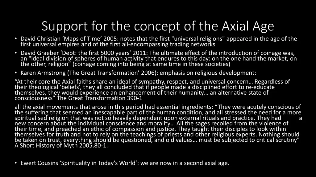 support for the concept of the axial age david