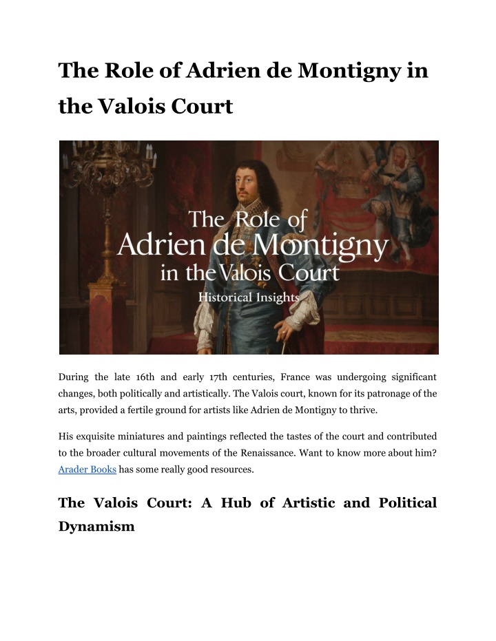 the role of adrien de montigny in