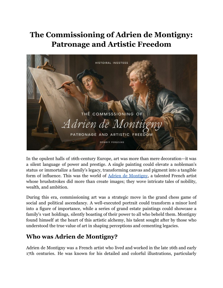 the commissioning of adrien de montigny patronage