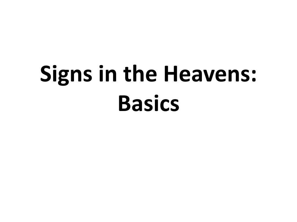 signs in the heavens basics