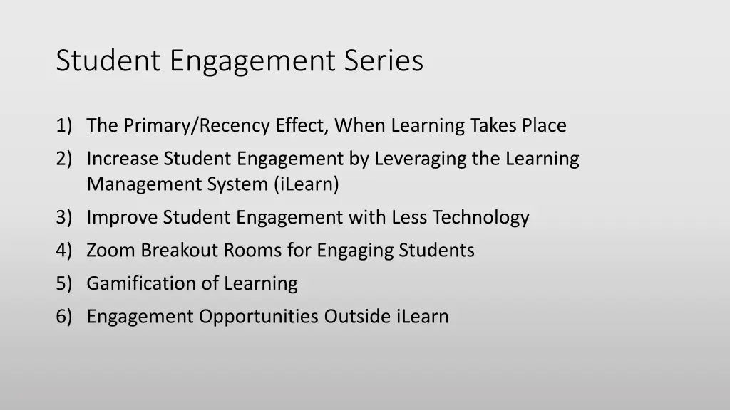 student engagement series