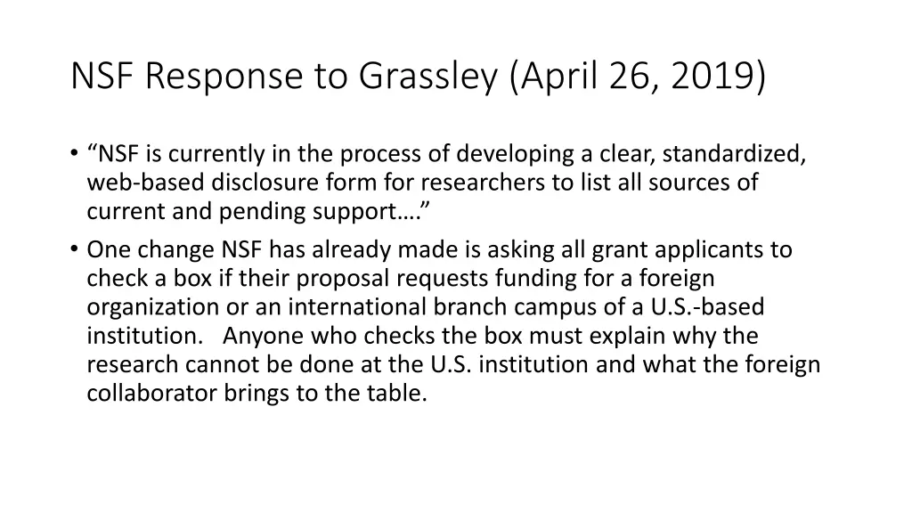 nsf response to grassley april 26 2019