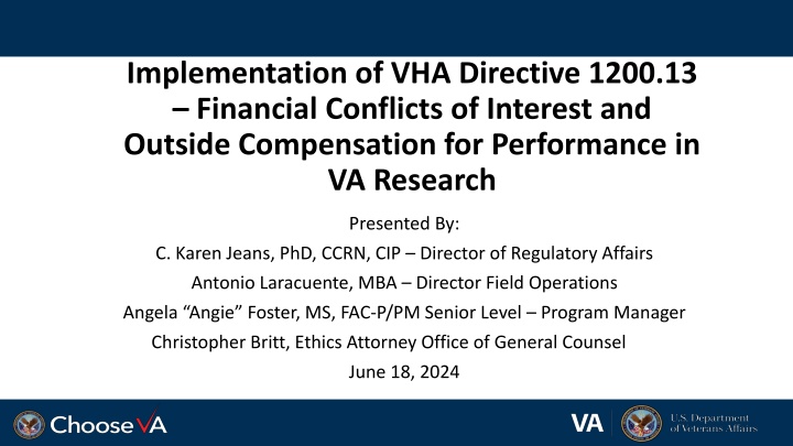 implementation of vha directive 1200 13 financial