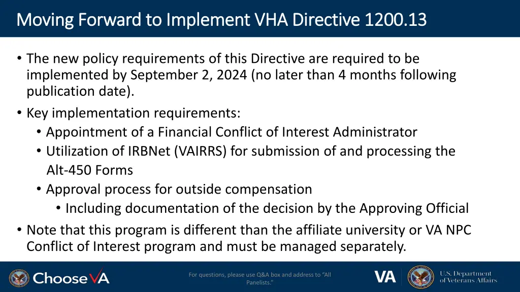 moving forward to implement vha directive 1200