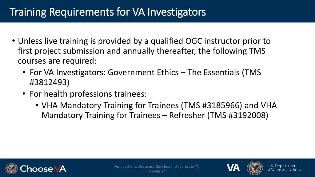 training requirements for va investigators