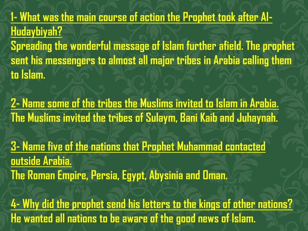 1 what was the main course of action the prophet