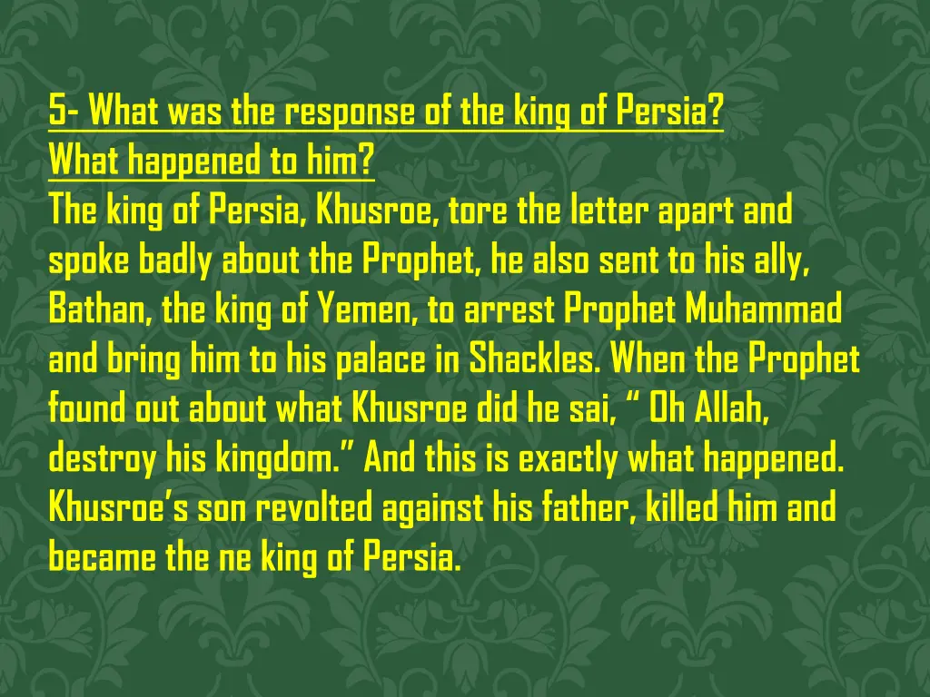 5 what was the response of the king of persia