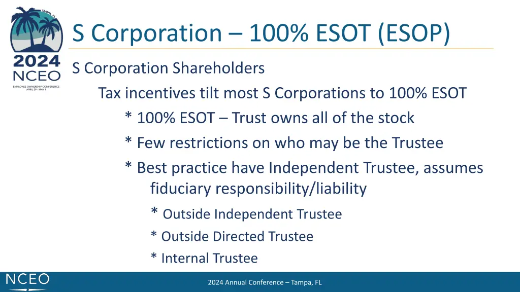 s corporation 100 esot esop