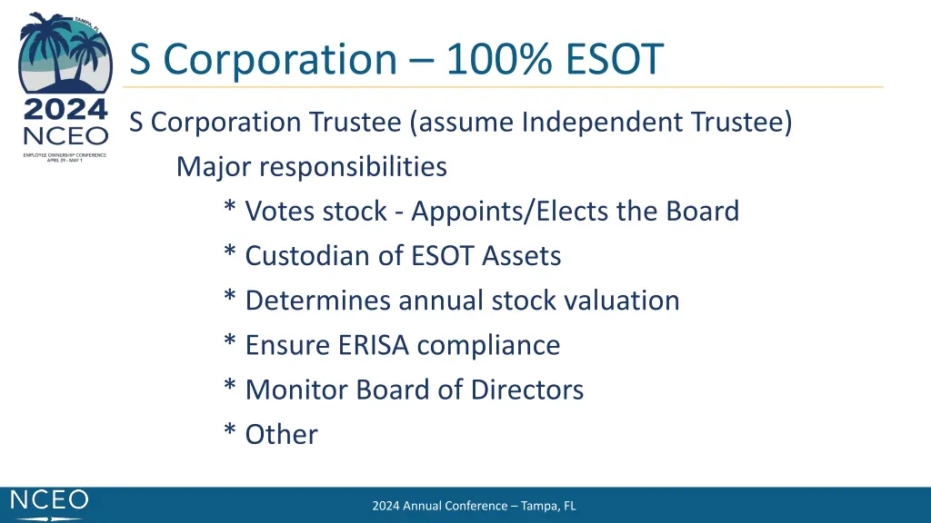 s corporation 100 esot