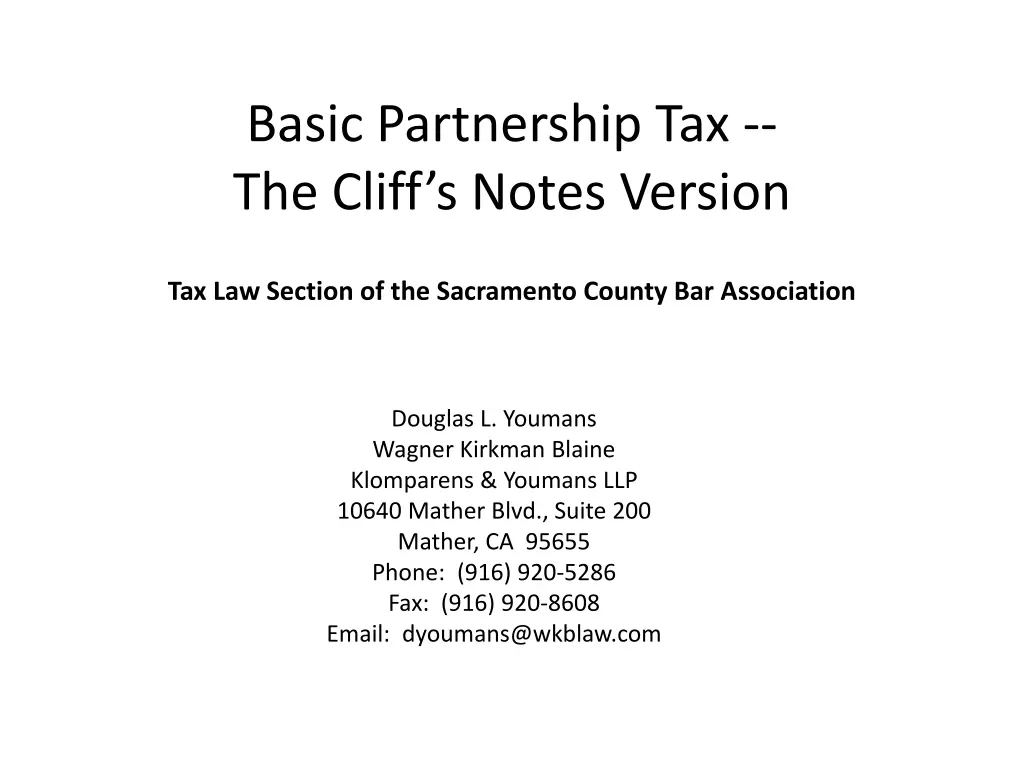 basic partnership tax the cliff s notes version