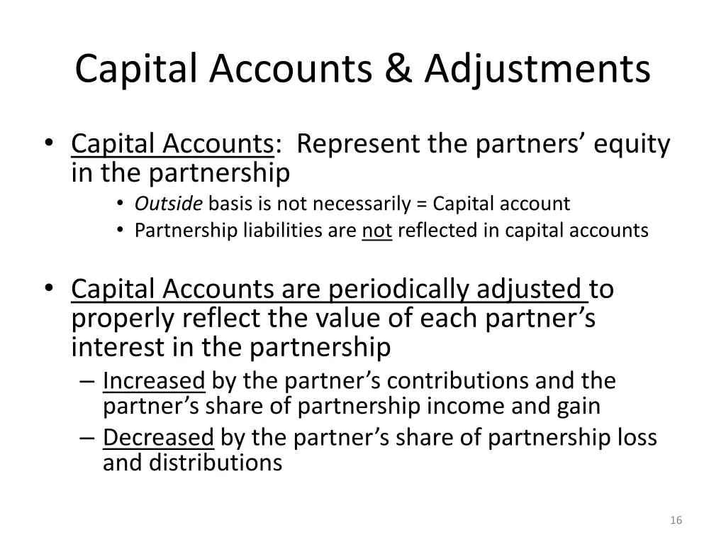 capital accounts adjustments