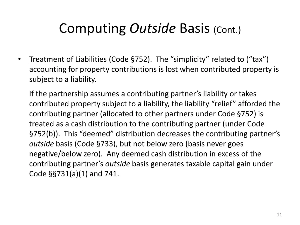 computing outside basis cont