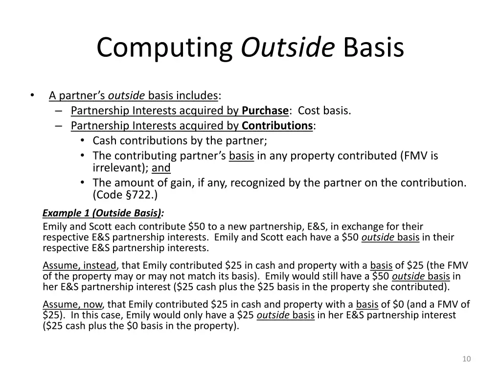 computing outside basis