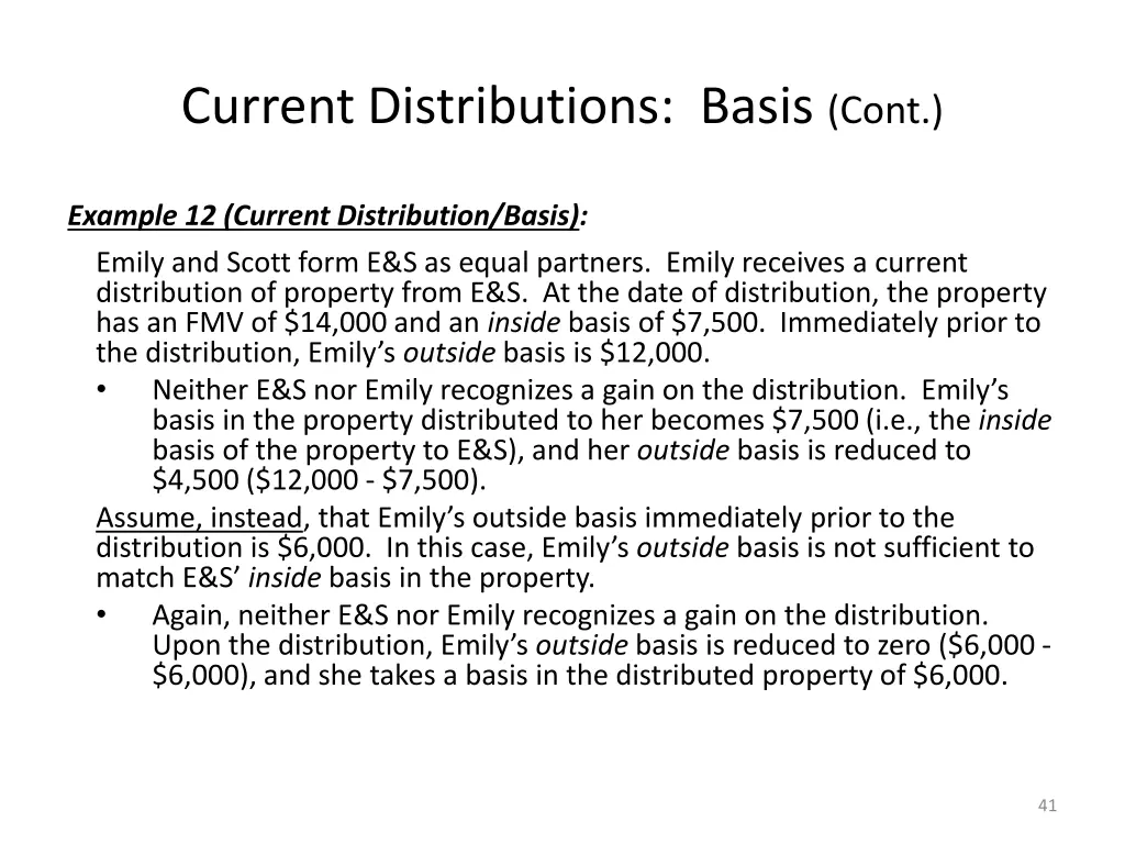 current distributions basis cont