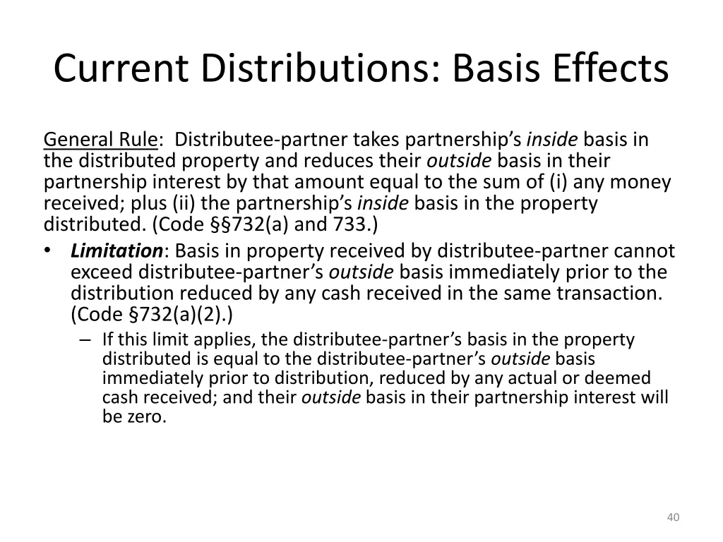 current distributions basis effects