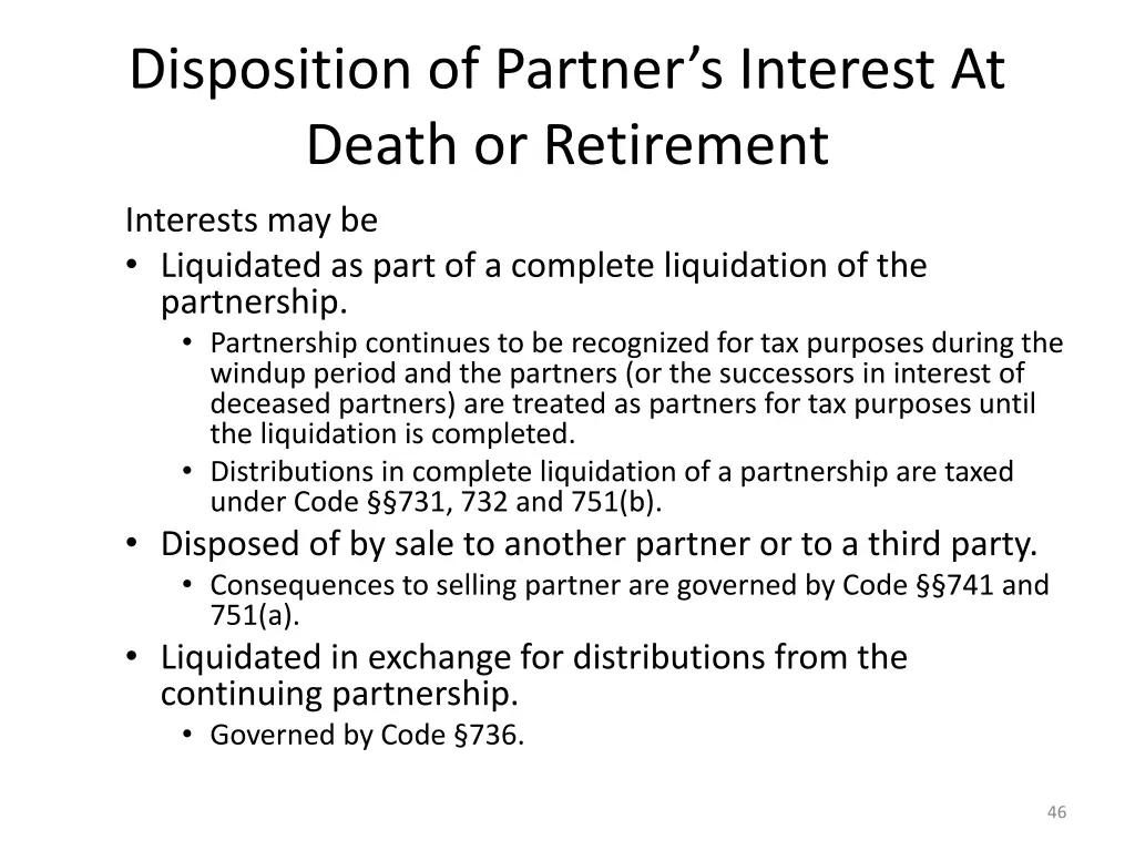 disposition of partner s interest at death