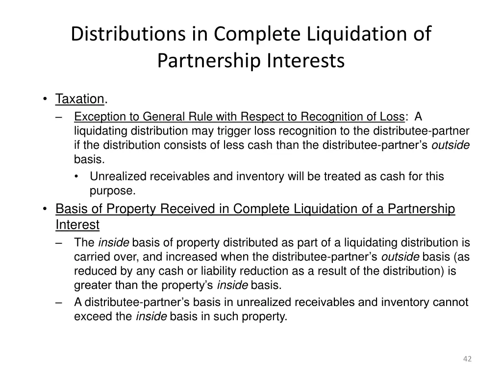 distributions in complete liquidation