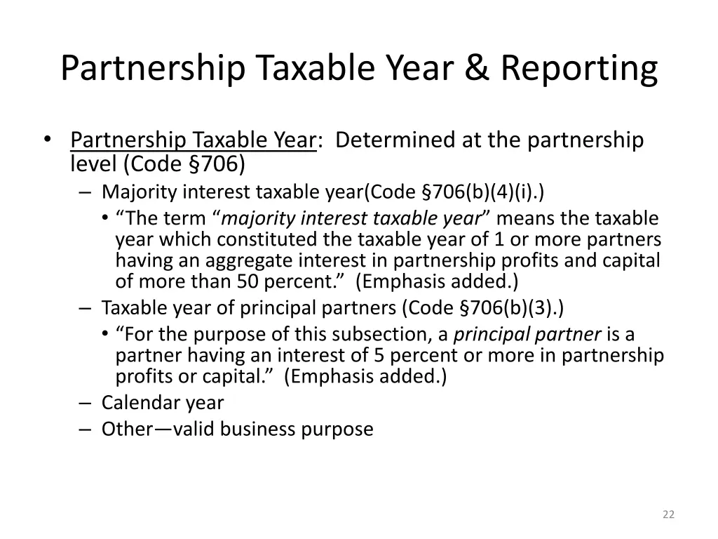 partnership taxable year reporting