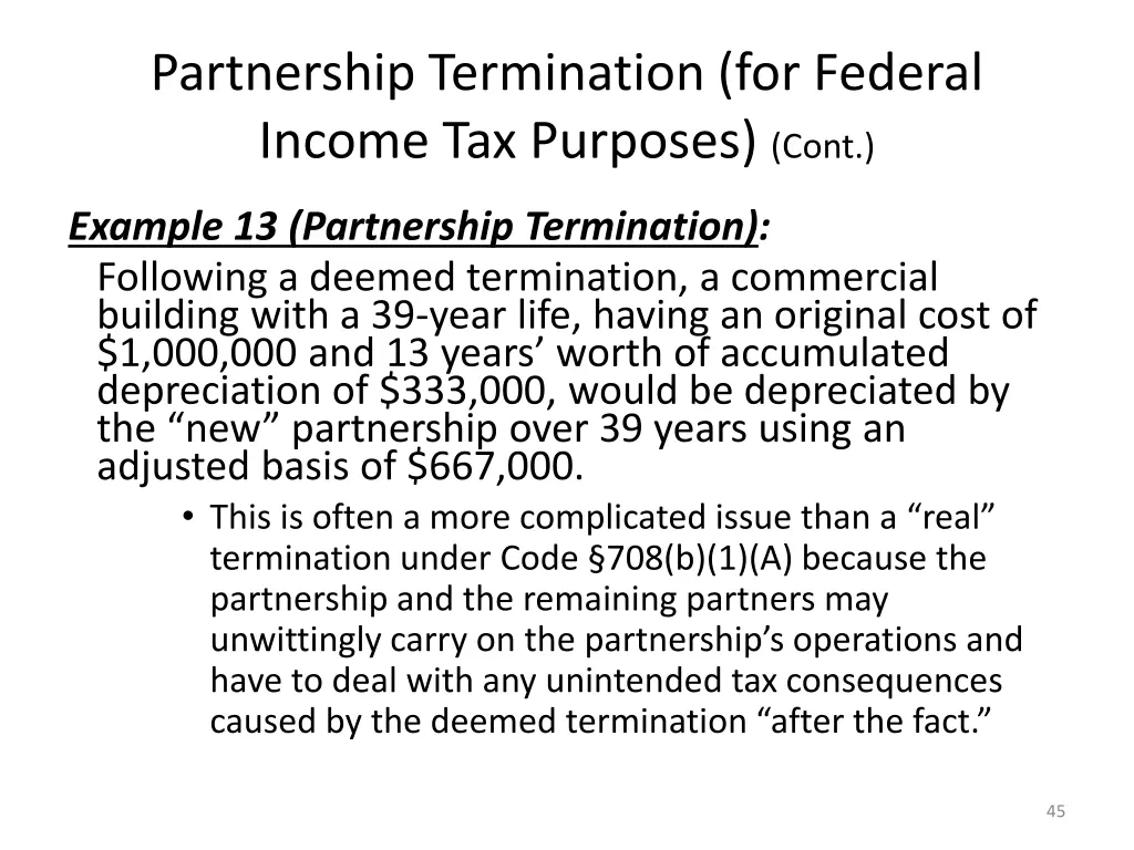 partnership termination for federal income 1