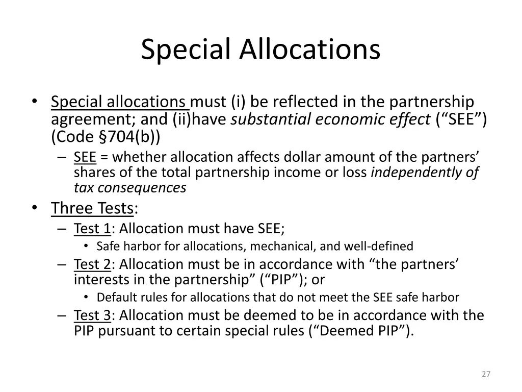 special allocations