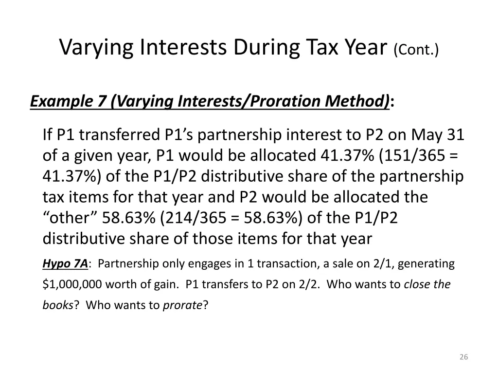 varying interests during tax year cont