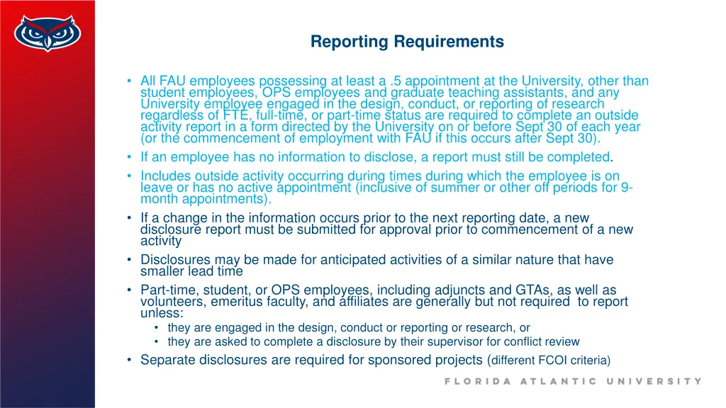 reporting requirements