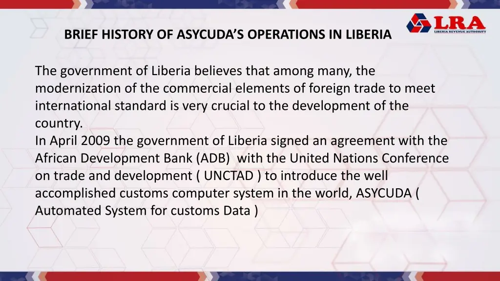 brief history of asycuda s operations in liberia